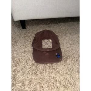 Designer upcycled GG distressed chocolate brown baseball hat - NEW